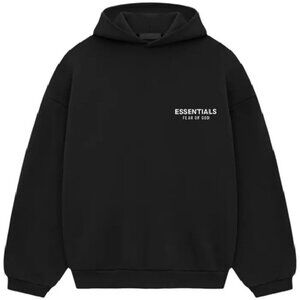 FEAR OF GOD ESSENTIALS OVERSIZE SEASON 24 BLACK HOODIE